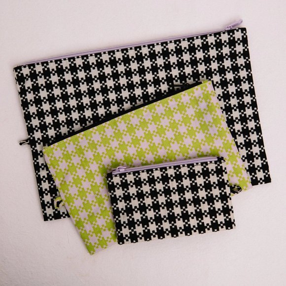 NWT BAGGU Go Pouch Set - Black Pistachio Pixel Gingham - Picture 5 of 5